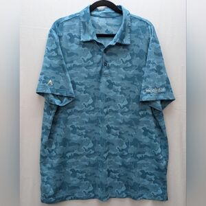 Men's Antiqua Blue Camouflage Polo Golf Shirt Sz XL